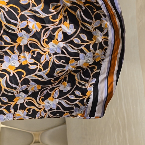 Halston Heritage Black and Orange Floral Wrap Skirt - Picture 7 of 16